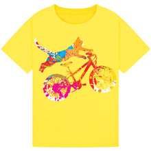 Lade das Bild in den Galerie-Viewer, Colorful Bicycle Graphic T-Shirt – Casual Tee for Bike Lovers
